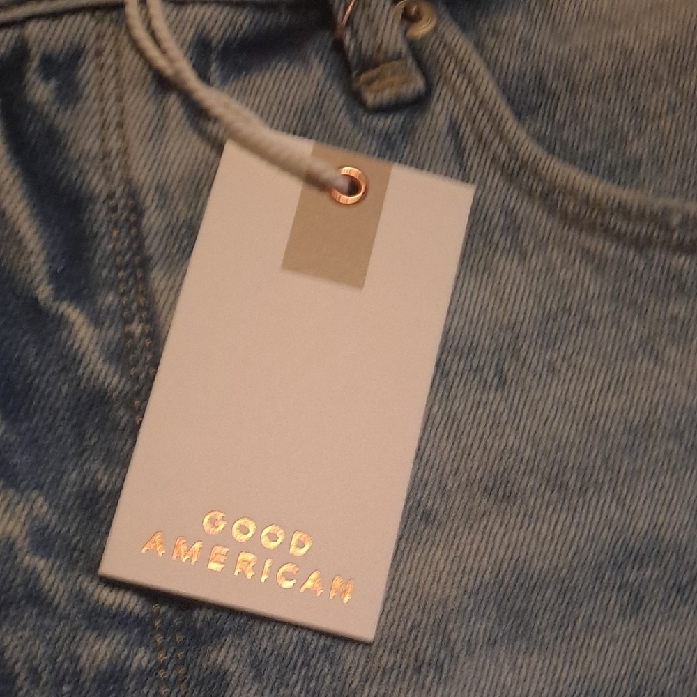 Good American Light Blue Distressed Denim Shorts - Picture 2 of 10